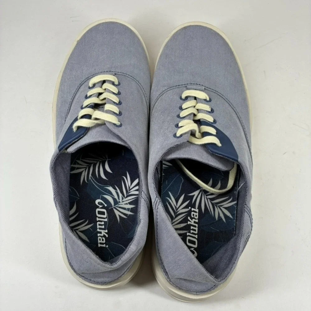 OluKai Tradewind Men's 9 Navy Chambray Linen Casual Everyday Sneakers 10533-5454